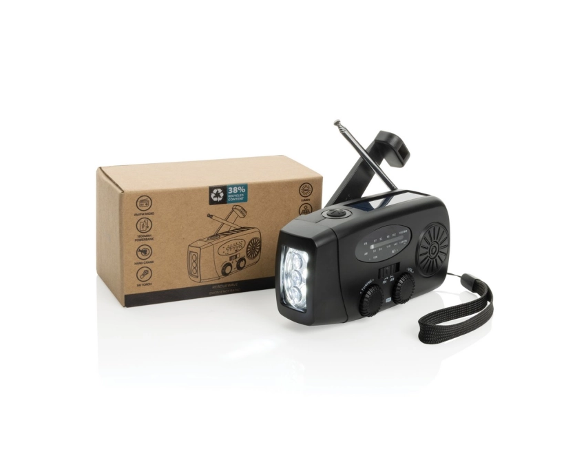 RescueWave solarny powerbank radio LED czarny RABS