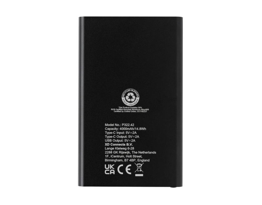 Power bank z grawerem 4000 mAh czarny mat eko