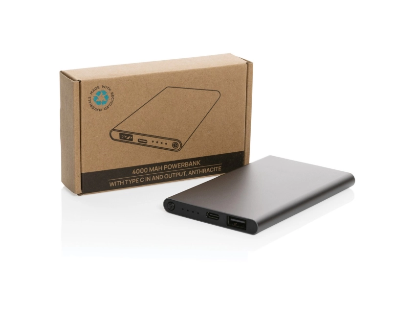 Powerbank eko 4000 mAh USB-C z aluminium z recyklingu