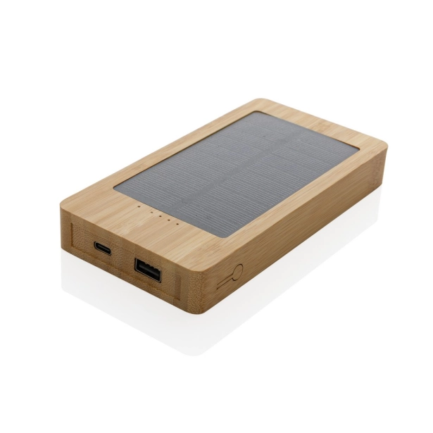 Powerbank solarny 10000 mAh bambusowy z panelem