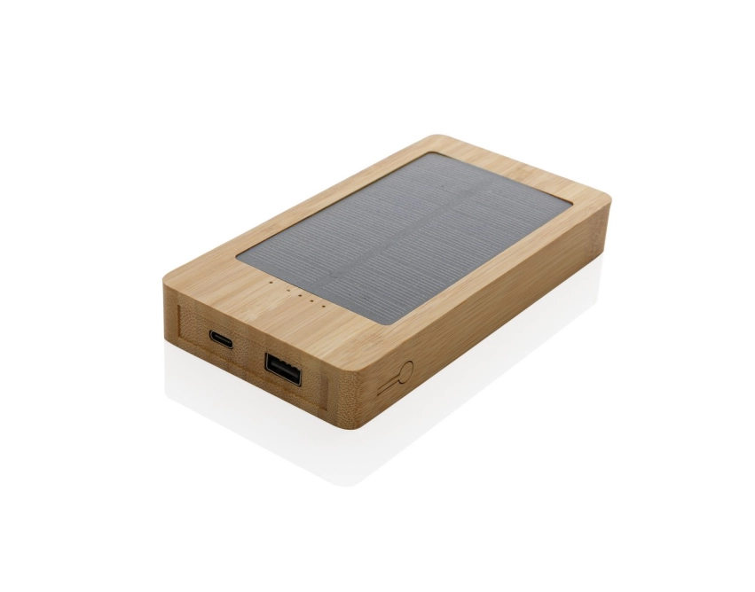Powerbank solarny 10000 mAh bambusowy z panelem