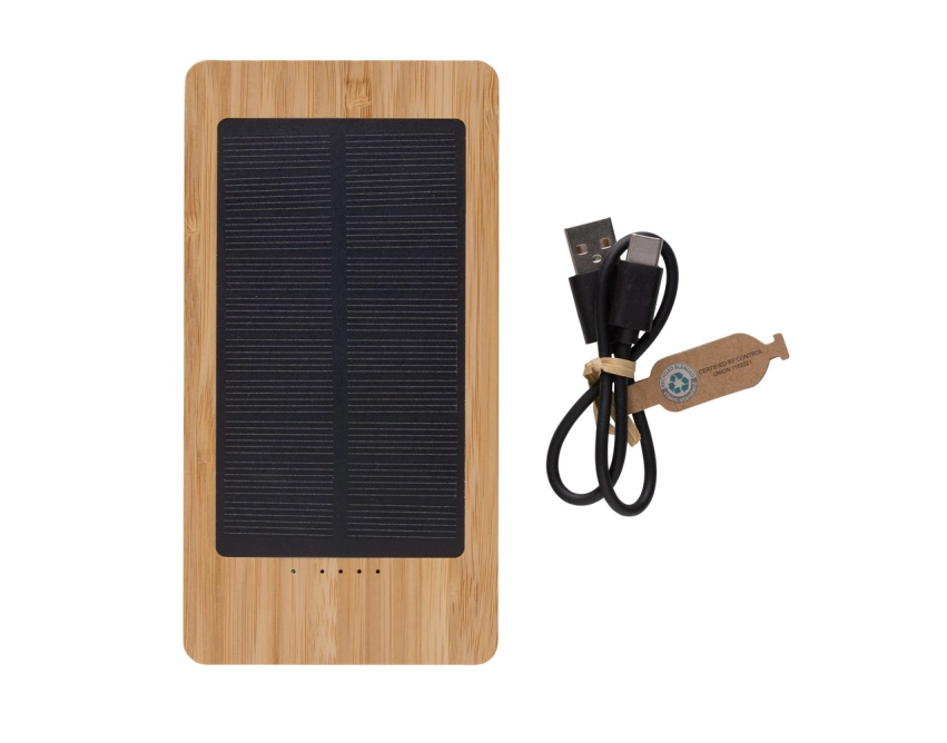 Powerbank solarny 10000 mAh bambusowy z panelem