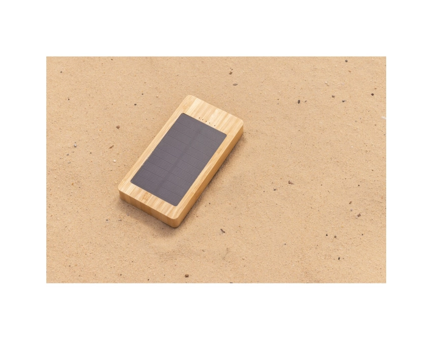 Powerbank solarny 10000 mAh bambusowy z panelem