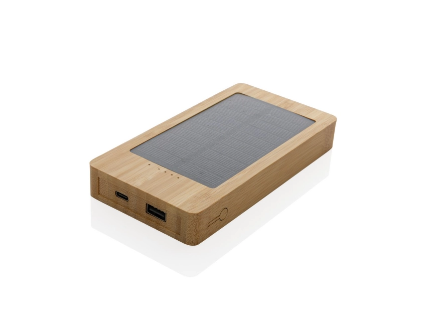 Powerbank solarny 10000 mAh bambusowy z panelem