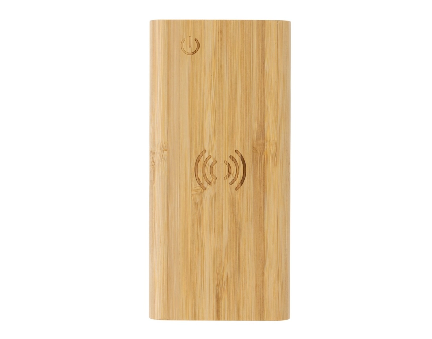 Eko powerbank 8000 mAh z bambusa, ładowanie Qi 5 W