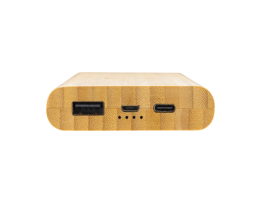 Eko powerbank 8000 mAh z bambusa, ładowanie Qi 5 W