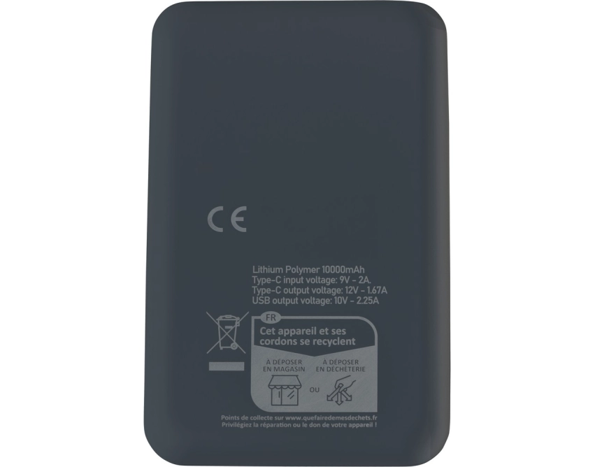 Powerbank z logo 10000 mAh czarny USB-C PD