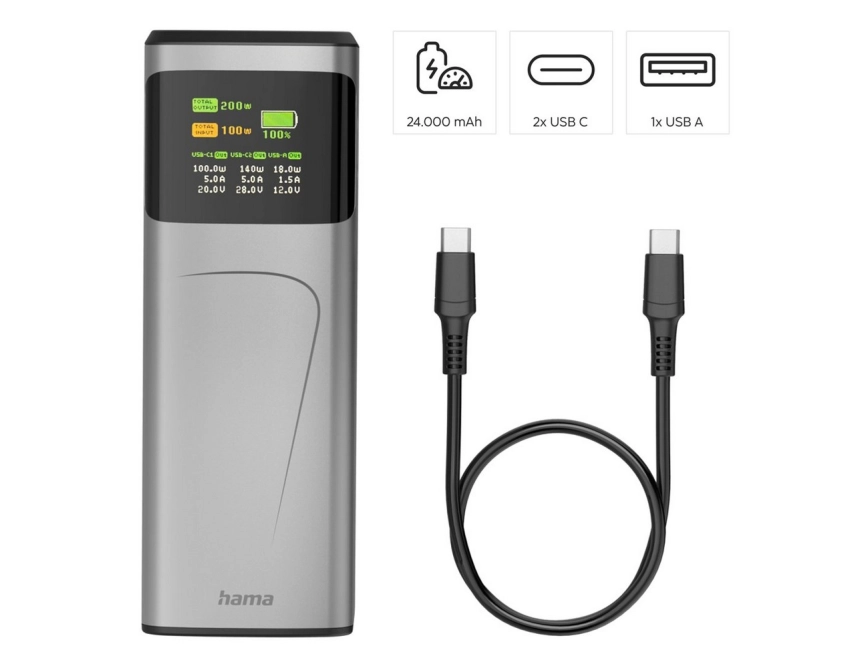 Power bank 24000 mAh Hama High Power grafitowy