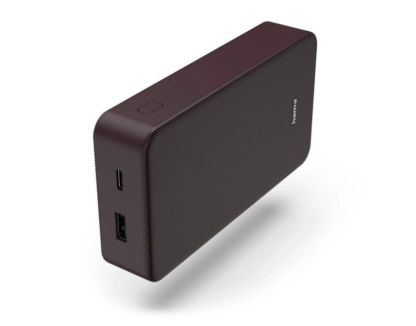 Mocny powerbank Hama 20000 mAh burgundowy z nadrukiem