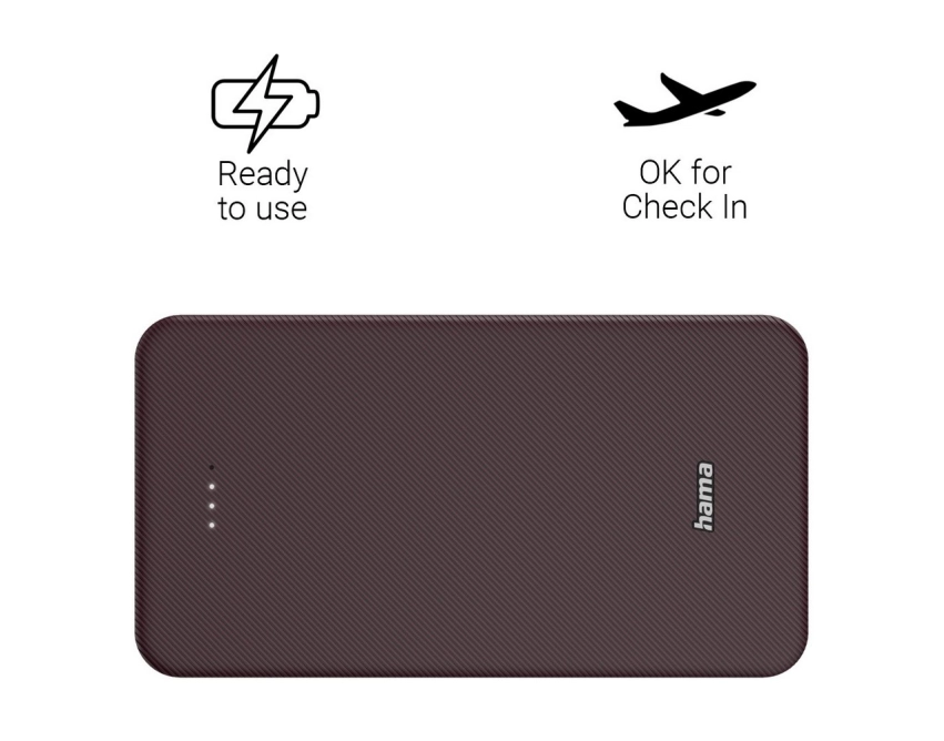 Mocny powerbank Hama 20000 mAh burgundowy z nadrukiem
