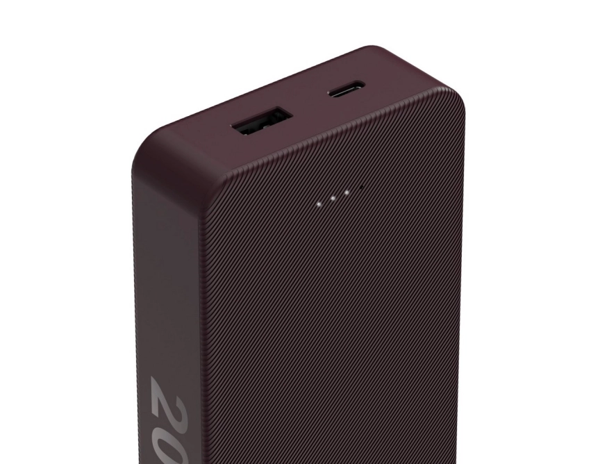Mocny powerbank Hama 20000 mAh burgundowy z nadrukiem