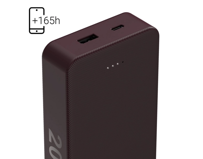 Mocny powerbank Hama 20000 mAh burgundowy z nadrukiem