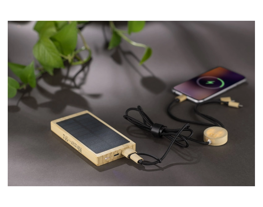 SOLBAM powerbank solarny bambusowy beżowy 5000 mAh