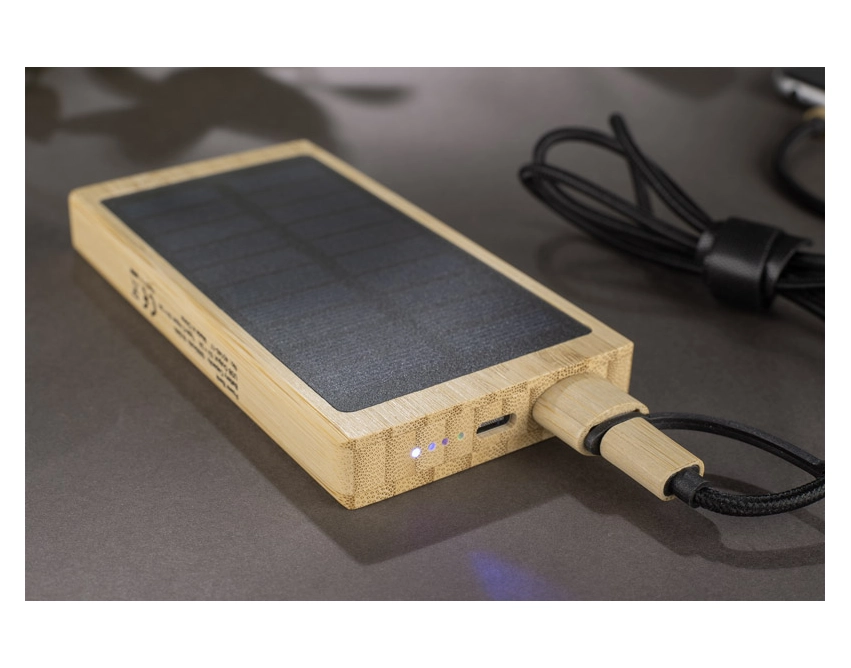 SOLBAM powerbank solarny bambusowy beżowy 5000 mAh