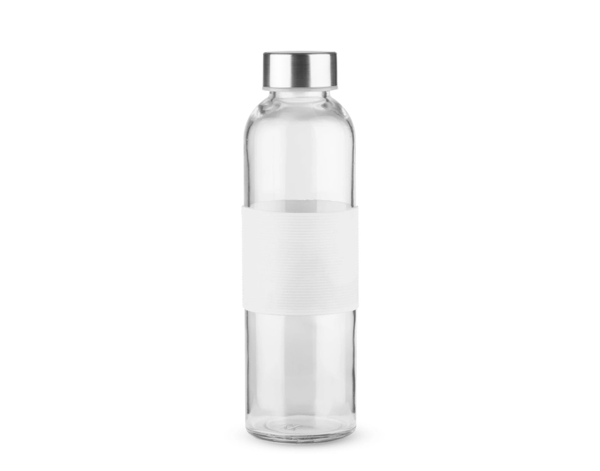 GLASSI butelka szklana z logo 510 ml z białym paskiem