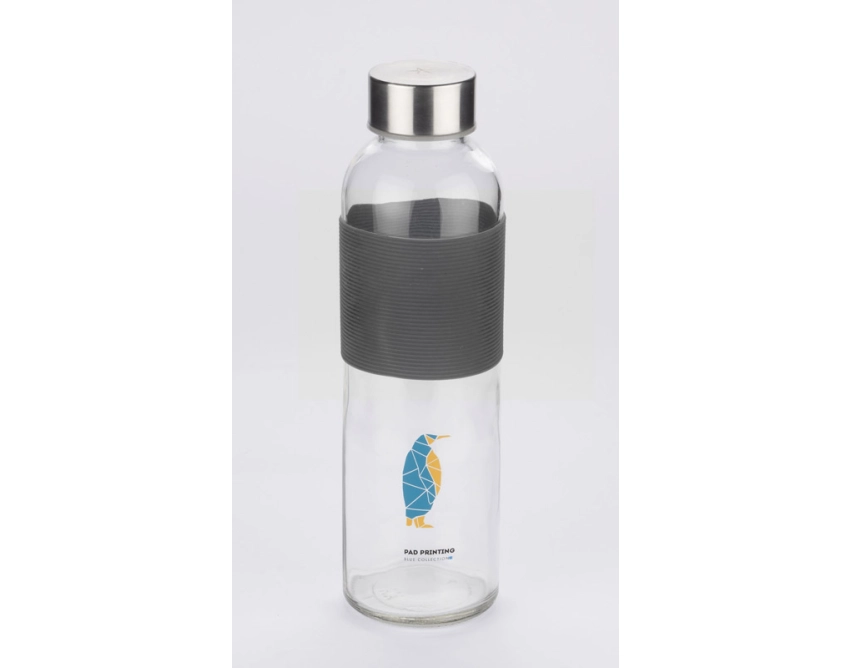 GLASSI butelka szklana z logo 510 ml, czarny pasek