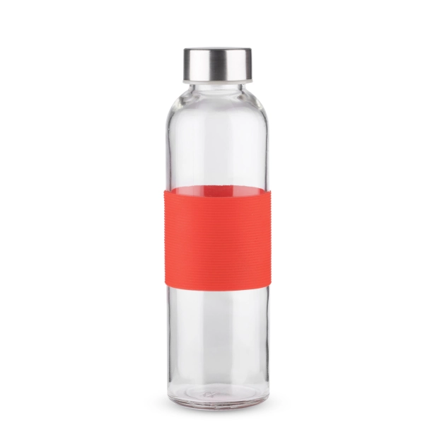 GLASSI butelka szklana z logo 510 ml, czerwony pasek