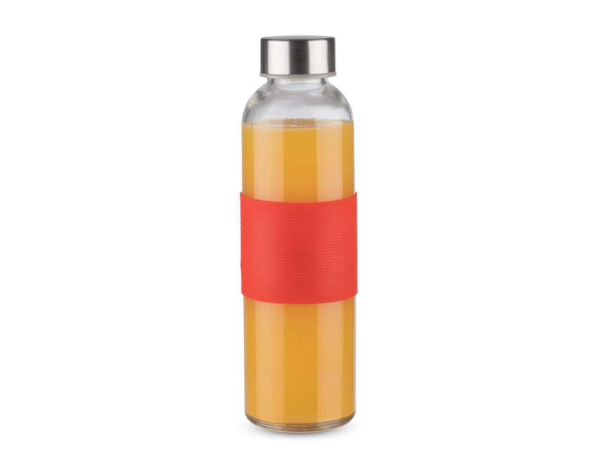 GLASSI butelka szklana z logo 510 ml, czerwony pasek