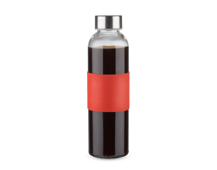 GLASSI butelka szklana z logo 510 ml, czerwony pasek