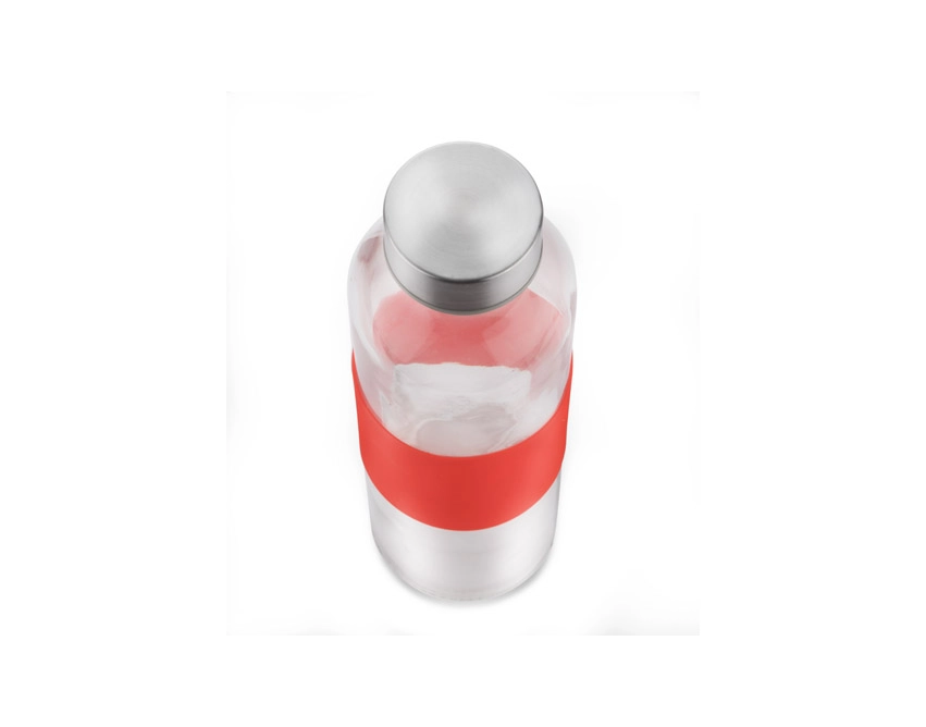 GLASSI butelka szklana z logo 510 ml, czerwony pasek