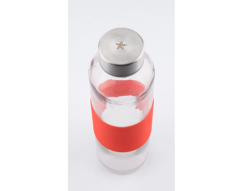 GLASSI butelka szklana z logo 510 ml, czerwony pasek