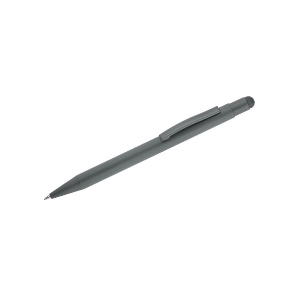 FES długopis reklamowy metalowy szary soft touch