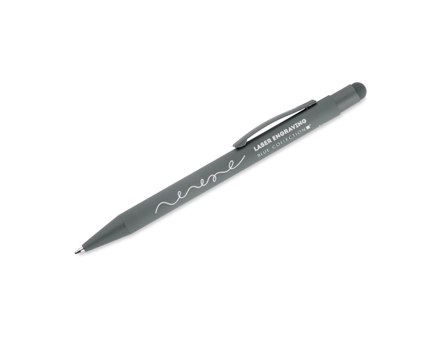 FES długopis reklamowy metalowy szary soft touch