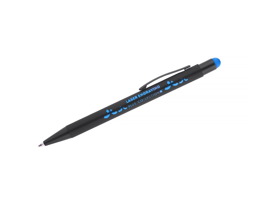 Długopis NIRO metalowy z logo, błękitny soft touch