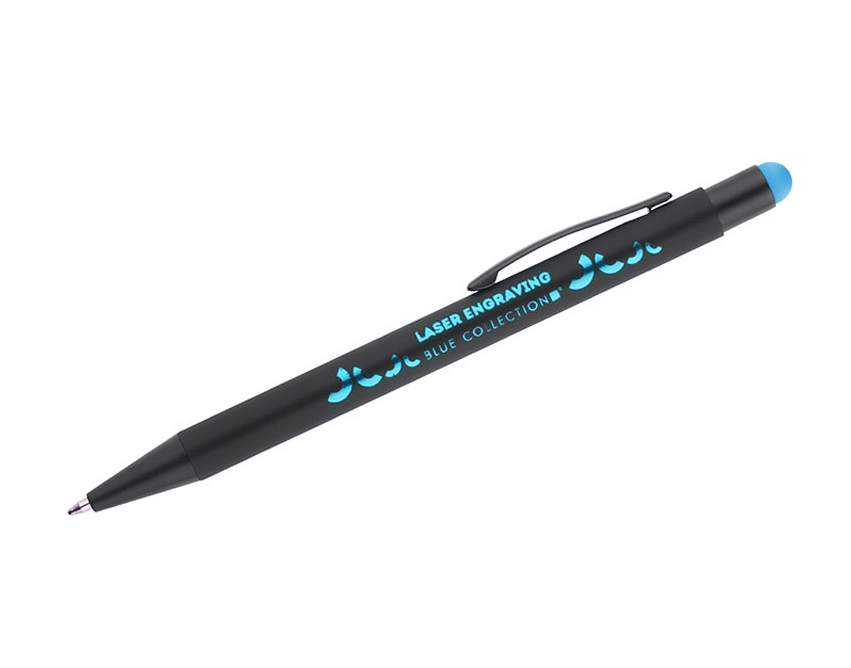 Długopis NIRO metalowy z logo, błękitny soft touch
