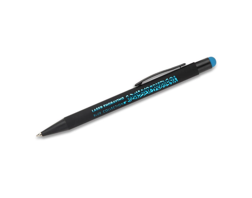 Długopis NIRO metalowy z logo, błękitny soft touch
