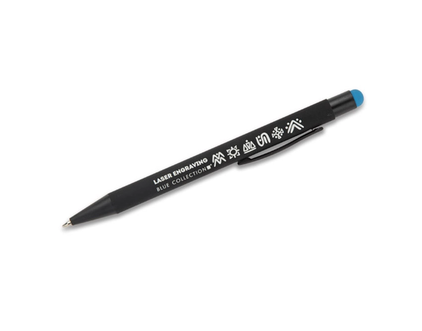 Długopis NIRO metalowy z logo, błękitny soft touch
