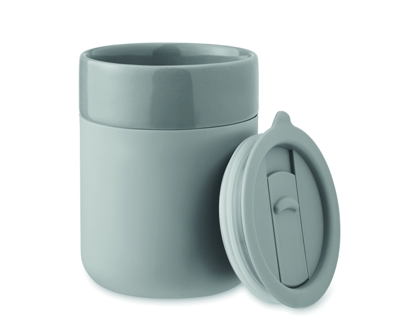 Qeram kubek ceramiczny z nadrukiem 330 ml, szary
