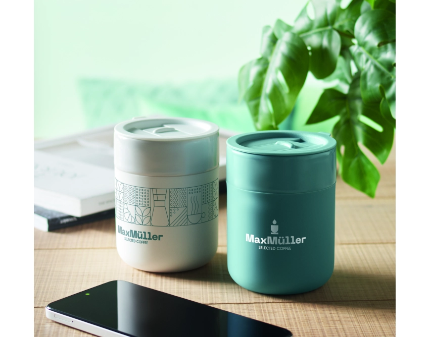 Qeram kubek ceramiczny z logo 330 ml petrol