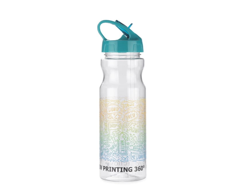 TRANCE bidon sportowy 700 ml z logo, błękitna zakrętka