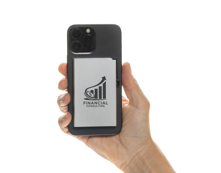 Osłona na kartę RFID z aluminium i ABS z logo