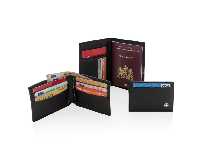 Swiss Peak osłona na kartę RFID, czarna skóra PU