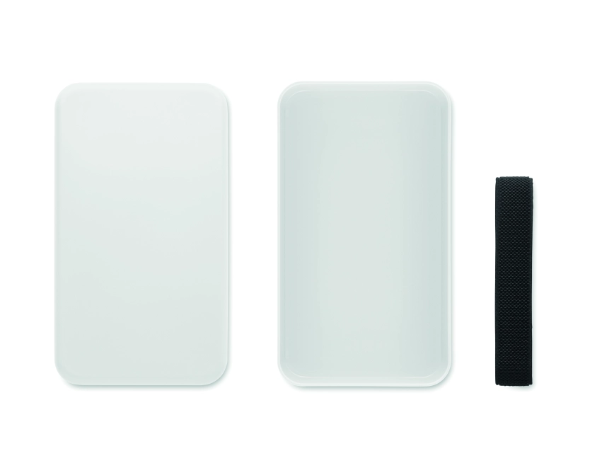 Bruss lunchbox z logo, biały 750 ml z gumką RPET