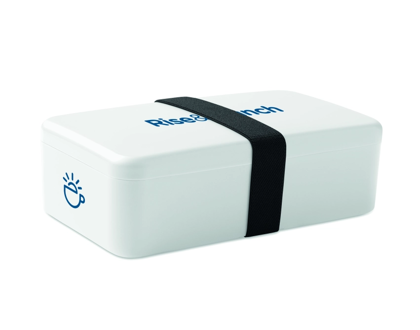 Bruss lunchbox z logo, biały 750 ml z gumką RPET