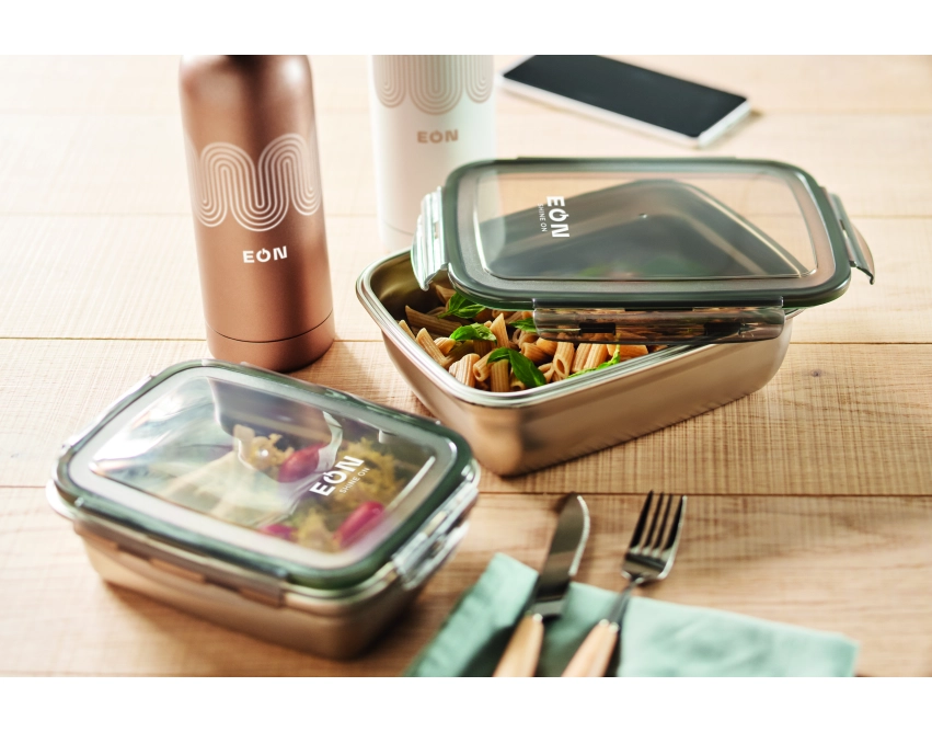 Lox lunchbox z nadrukiem 850 ml z szarą pokrywką