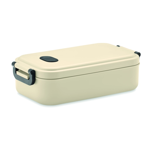 Indus lunchbox z logo 800 ml, beżowy z klamrami