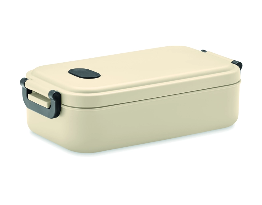 Indus lunchbox z logo 800 ml, beżowy z klamrami