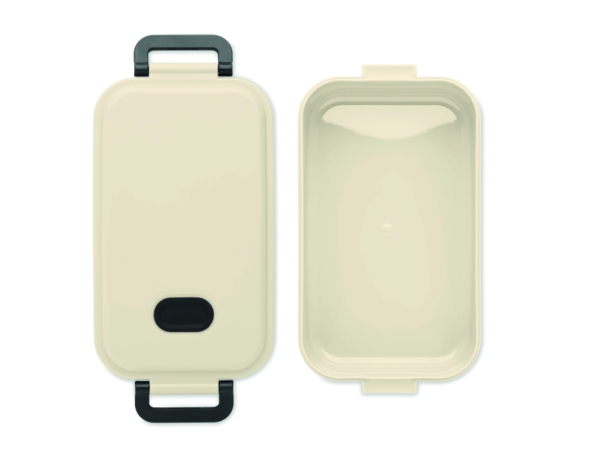 Indus lunchbox z logo 800 ml, beżowy z klamrami