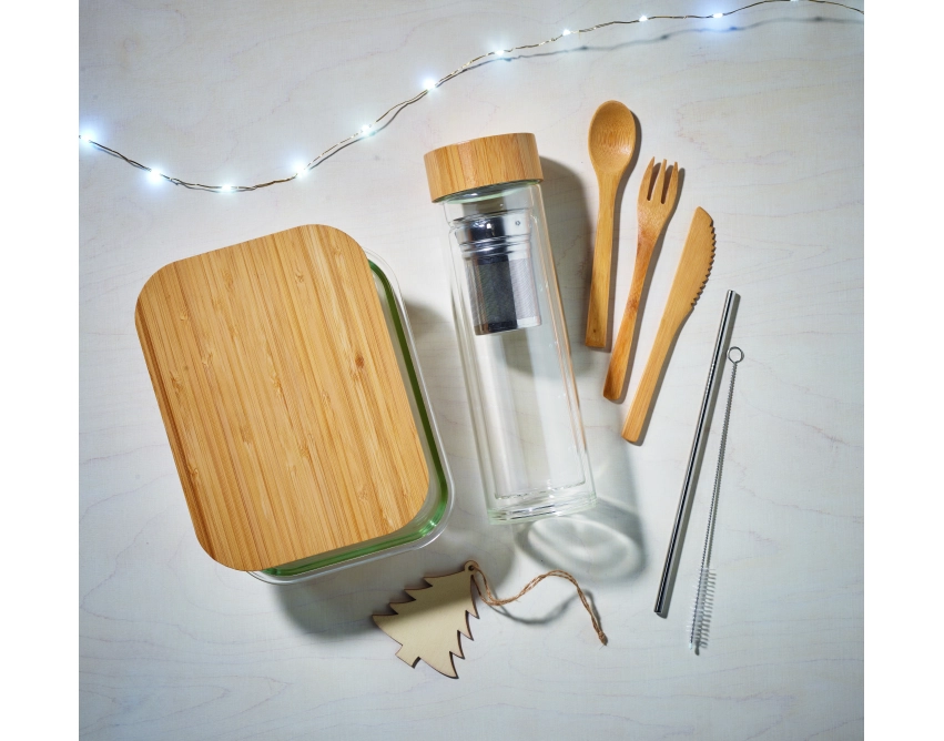 Tundra lunchbox z logo i bambusową pokrywką