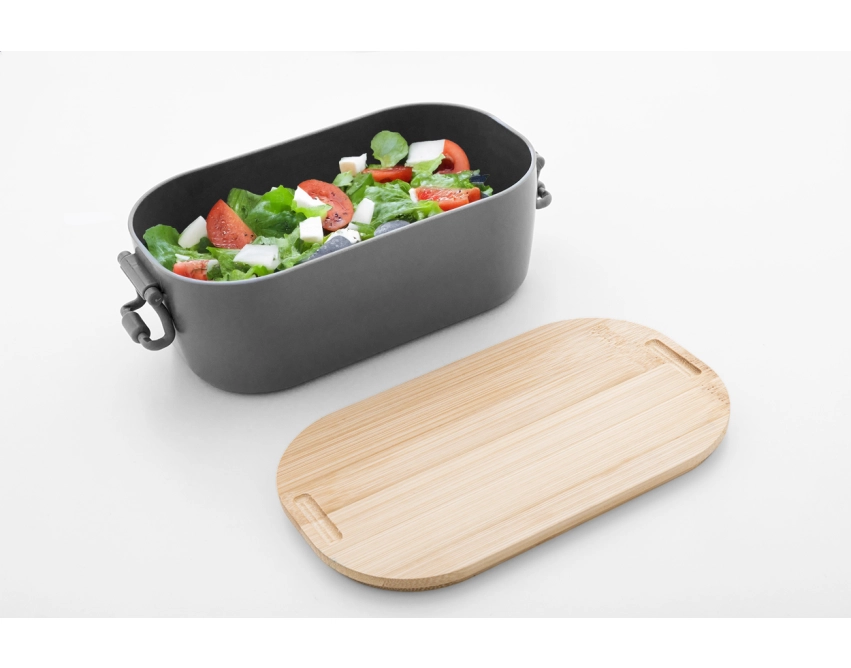 Fuboo lunchbox z logo 1000 ml, szary z klamrą