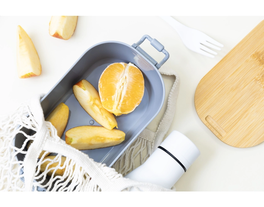 Fuboo lunchbox z logo 1000 ml, szary z klamrą