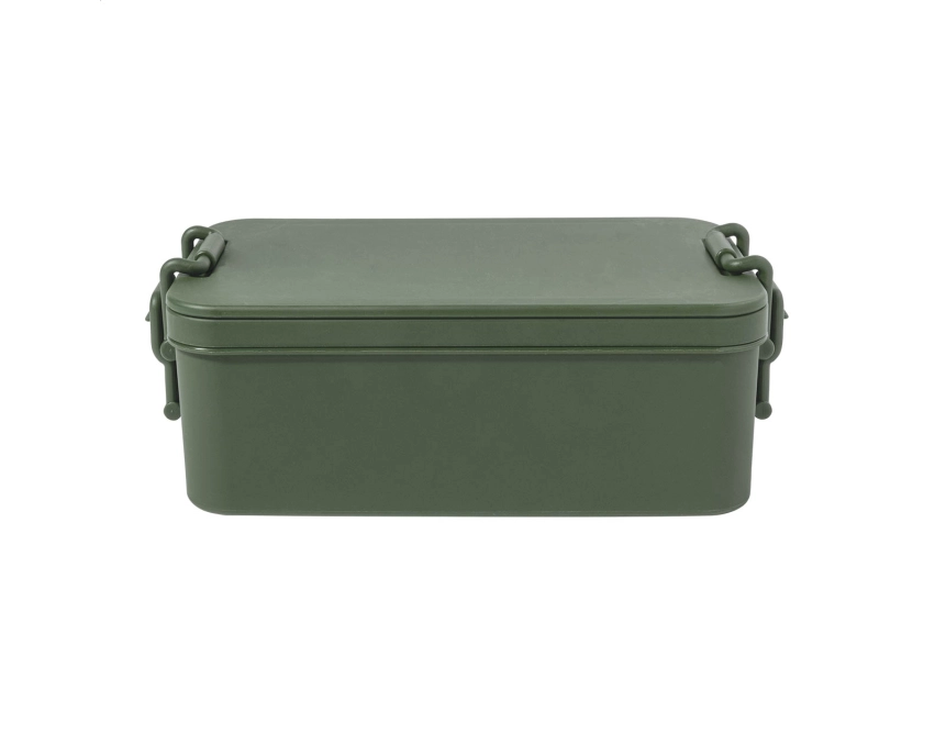 Zielony lunchbox z nadrukiem z PP ze sztućcami