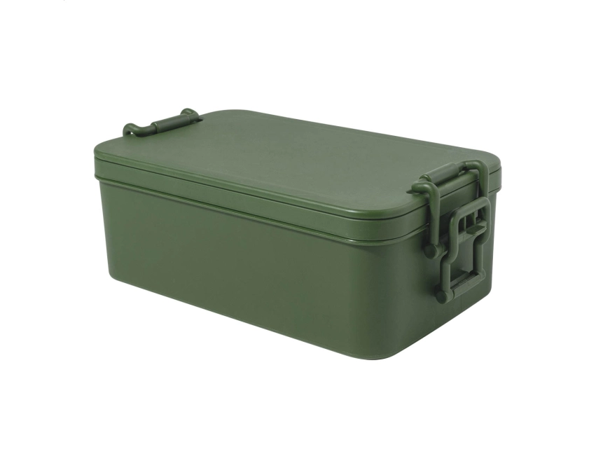 Zielony lunchbox z nadrukiem z PP ze sztućcami
