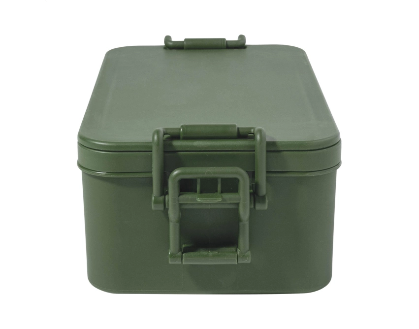 Zielony lunchbox z nadrukiem z PP ze sztućcami