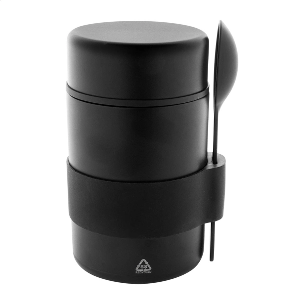 Czarny lunchbox z logo 450 ml z izolacją próżniową