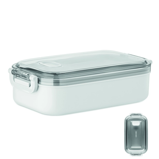 Hoagie lunchbox z logo, biały z PP z uchwytami